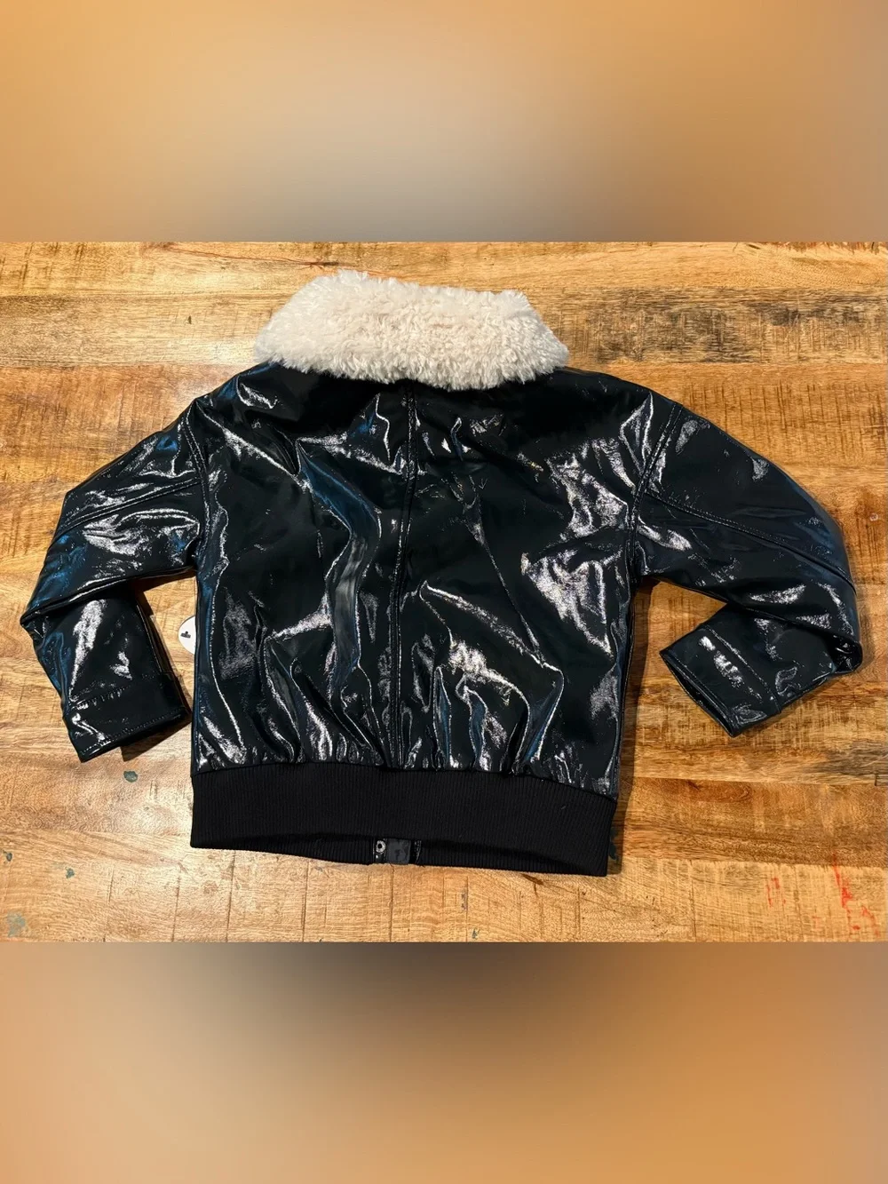 Scoop Faux Leather Black Bomber Jacket Size Large 10/12 NWT